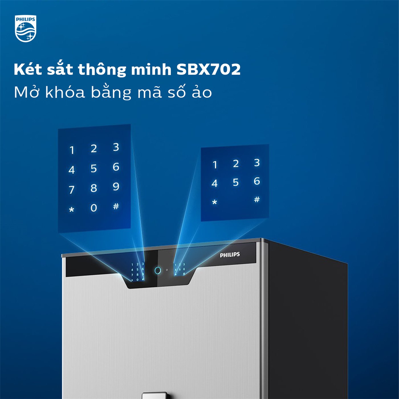 Bàn phím nhập mã số ảo của két sắt thông minh Philips SBX702