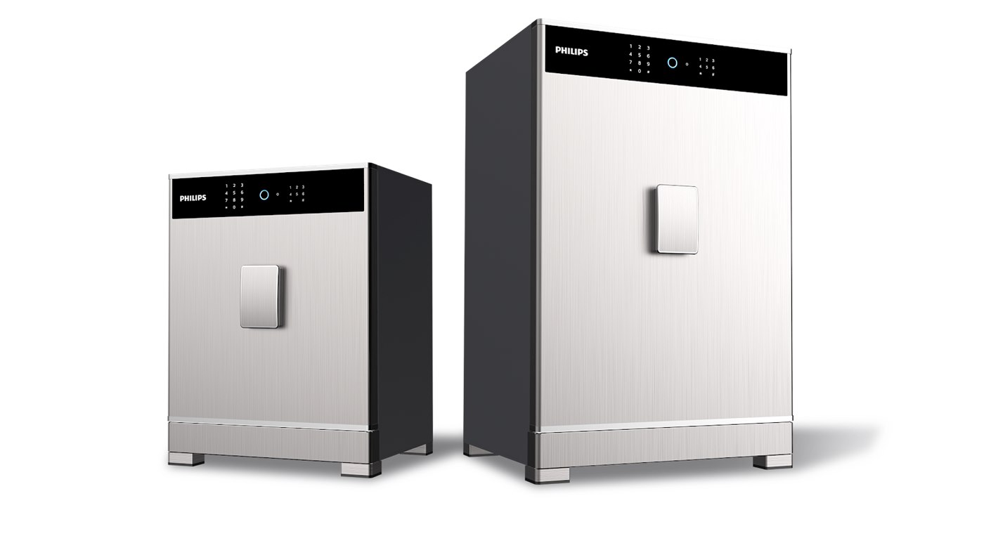 Hai hạng cân két sắt điện tử Philips SBX701 đặt cạnh nhau so chiều cao
