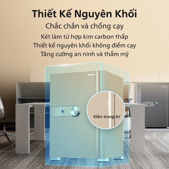 Thiết kế nguyên khối và viền trang trí trên mặt cánh két Philips SBX202
