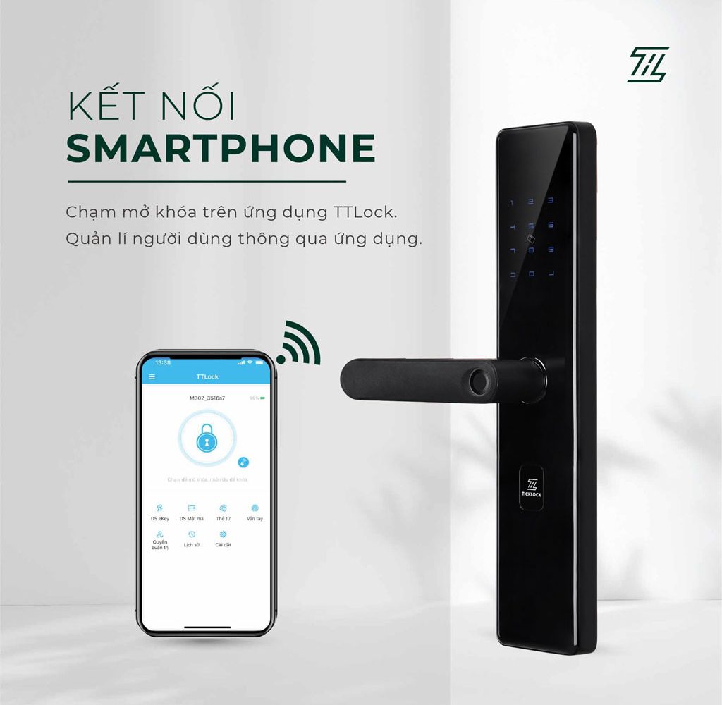 Đồ họa TICKLOCK Z13 kết nối smartphone, quản lý người dùng qua ứng dụng TTLock